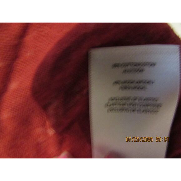 Lucky Brand size L top summer peasant blouse rusty red cotton blend pleated - Picture 6 of 8